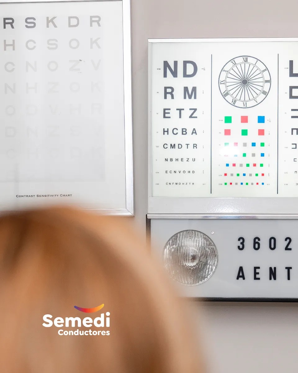 Pruebas de visión del reconocimiento médico de conductores en el centro Semedi de Málaga